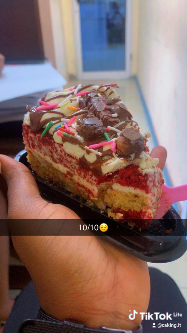 Loaded chocolate sprinkle cake slice