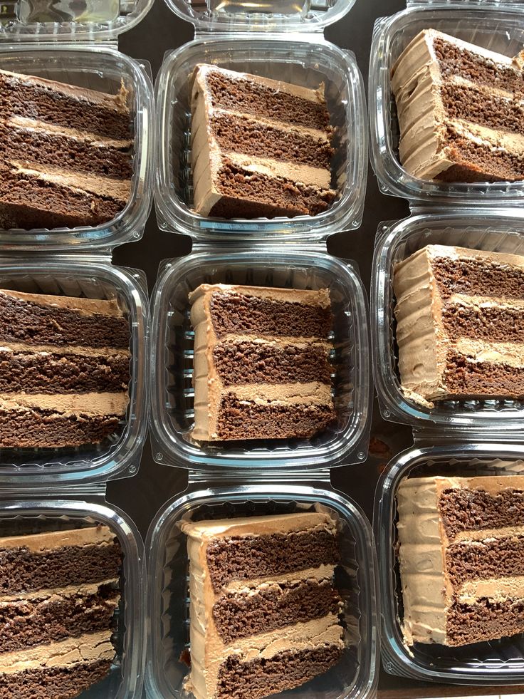 Boxed chocolate cake slices